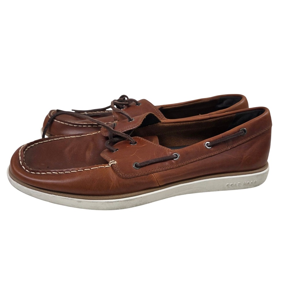 Cole‎ Haan Grand 360 13M Brown Leather Boat Shoes British Tan Nautical C30489